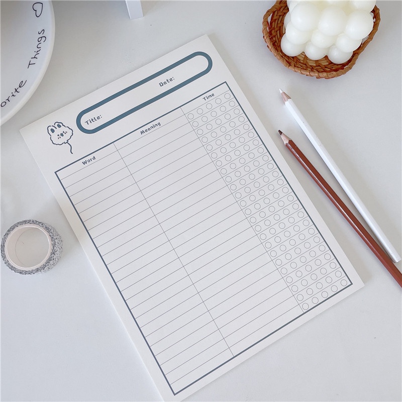 Set 30 Tờ Giấy Ghi Chú B5 Họa Tiết Gấu Đáng Yêu Không Dính