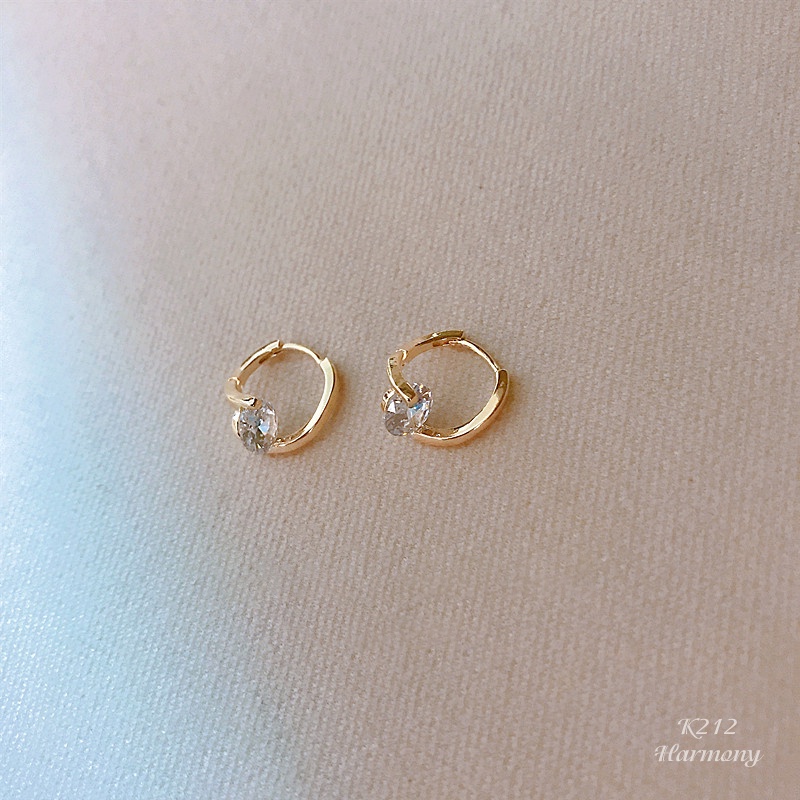 Bông tai, Khuyên tai nữ bạc cao cấp mạ vàng Alva dạng tròn mặt đá sang chảnh, nữ tính K212 | TRANG SỨC BẠC HARMONY