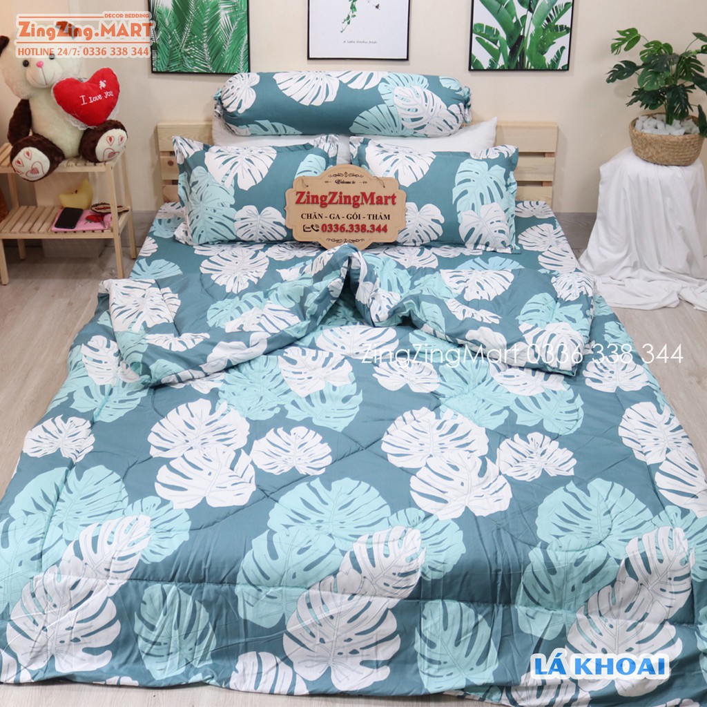 Sét Chăn Hè Trần Bông Ga Gối Poly Cotton, Mền hè đẹp m8x2m ( Được Chọn Mẫu)