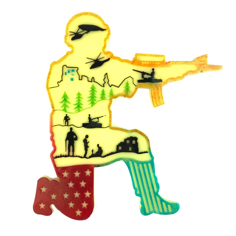 Khuôn Làm Móc Khóa / Xà Phòng Hình Người Lính Bằng Nhựa Resin Màu Trắng / Xanh Dương DIY