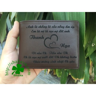 Ví da bò thật 100% khắc theo yêu cầu, ví da nam