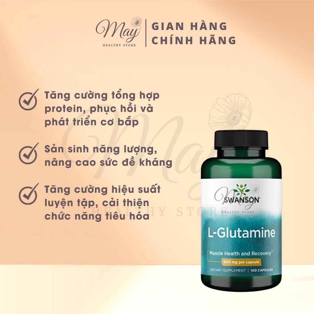 Viên Uống Swanson L-Glutamine 500mg Hỗ Trợ Tăng Cường Phát Triển Cơ Bắp