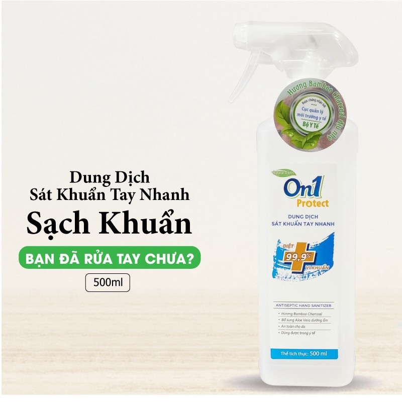 Dung Dịch Sát Khuẩn Tay Nhanh On1 Protect Hương BamBoo Charcoal, Chai Xịt Sát Khuẩn Tay Nhanh (Mẫu Mới 2021)