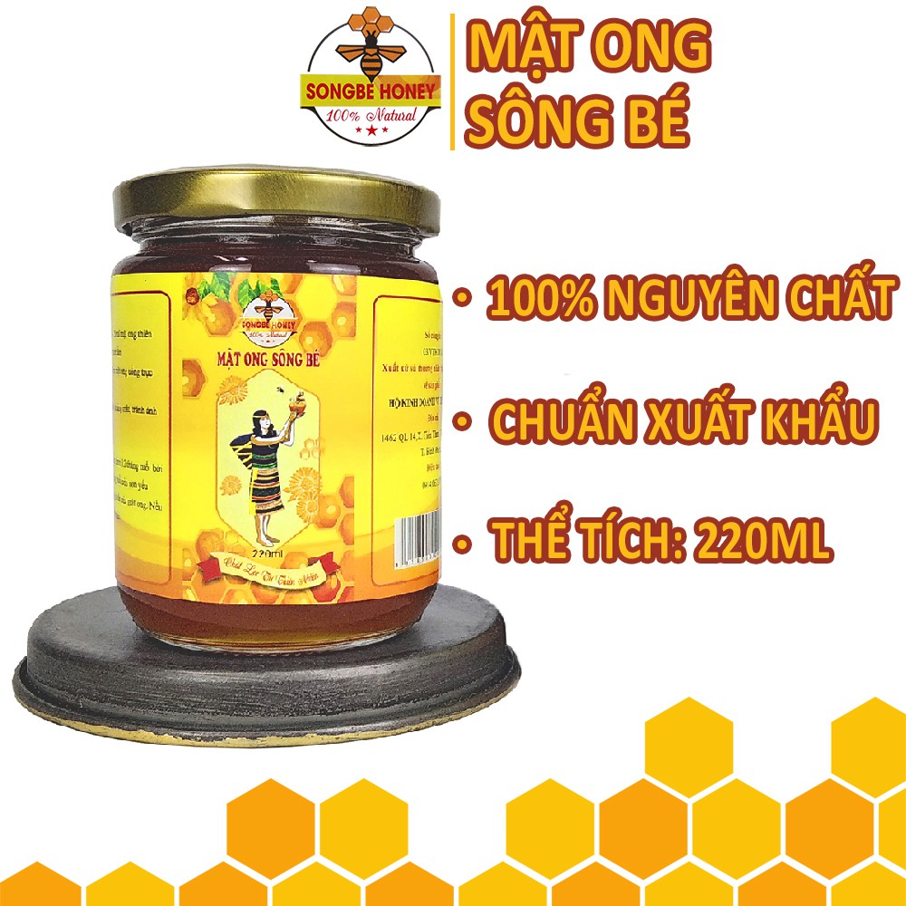 MẬT ONG SÔNG BÉ 220ml - mật ong nguyên chất - tự nhiên, an toàn và sang trọng - chất lượng chuẩn xuất khẩu sang Mỹ