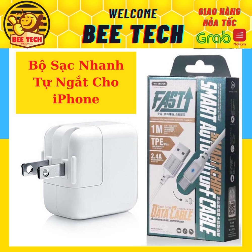 Bộ Sạc nhanh iPhone chính hãng, Củ sạc cốc sạc iPad và Cáp sạc tự ngắt WK, không gây chai pin, sạc an toàn - Beetech