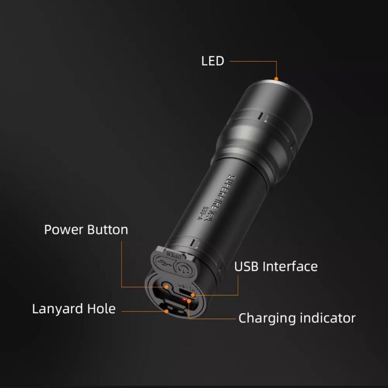 Đèn Pin SUPERFIRE S11-D Bằng Nhôm- 3W  Supfire - sạc Micro-USB, gọn nhẹ - đèn S33