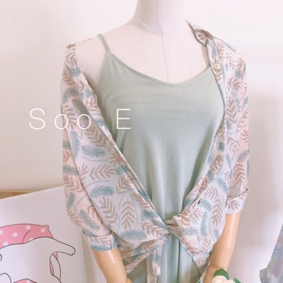 Set đầm dây + áo sơmi☘️ (Xanh ngọc, hồng)