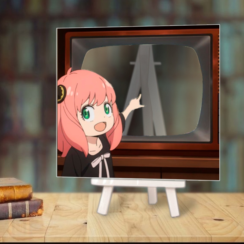 Tranh kính SPY X FAMILY in hình GIA ĐÌNH ĐIỆP VIÊN anime chibi acrylic mica trong trưng bày trang trí góc học tập giá gỗ