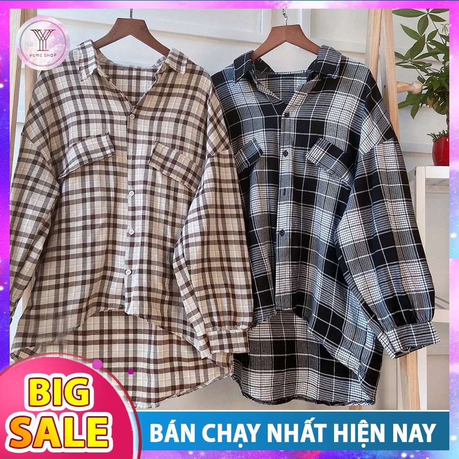 Áo Sơ Mi Nữ  Kẻ caro Tay Bồng