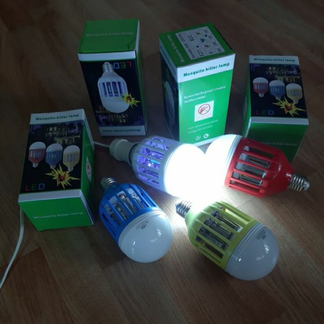 Bóng đèn led đèn sáng và đèn bắt muỗi 12W đui xoáy E27