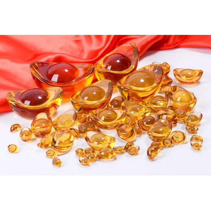 Thỏi vàng thần tài pha lê phong thủy , cầu tài lộc & may mắn cho gia chủ