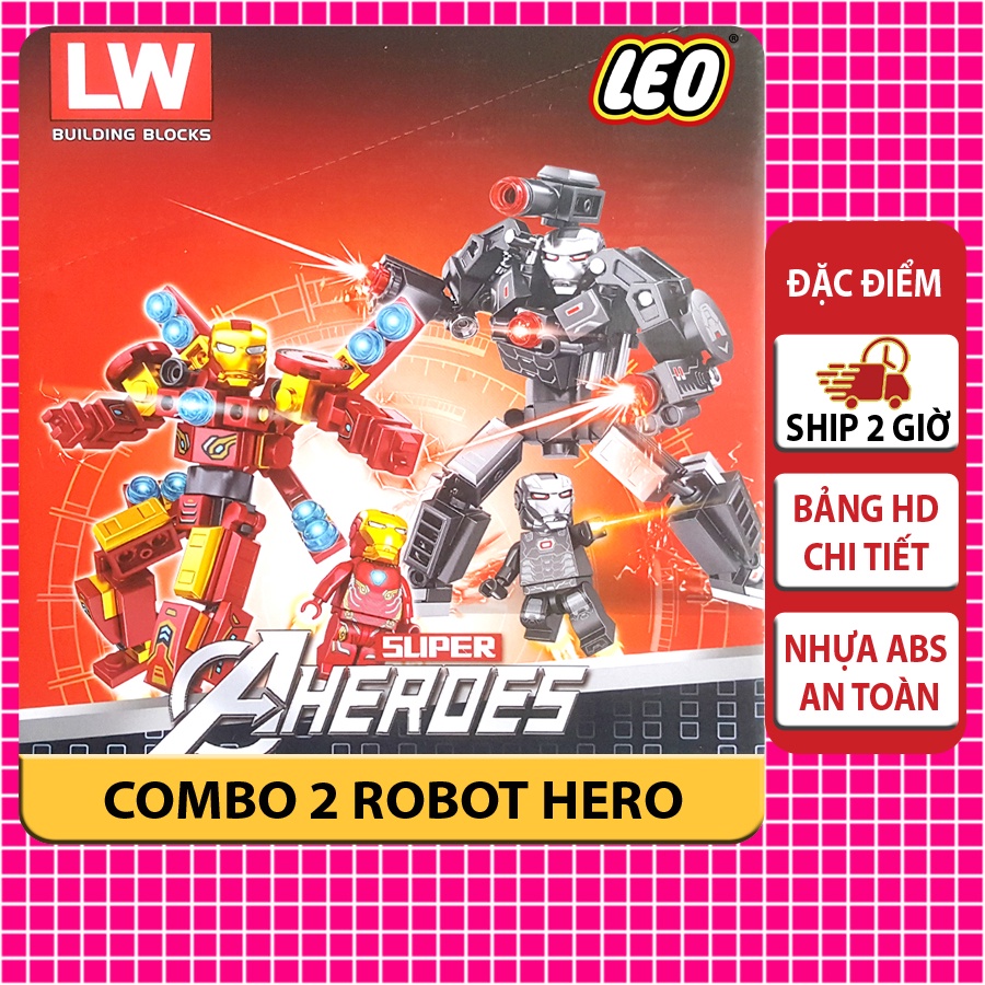 Combo 2 lego robot mini Iron Man người sắt, món quà tặng tuyệt vời cho các bé thỏa sức sáng tạo