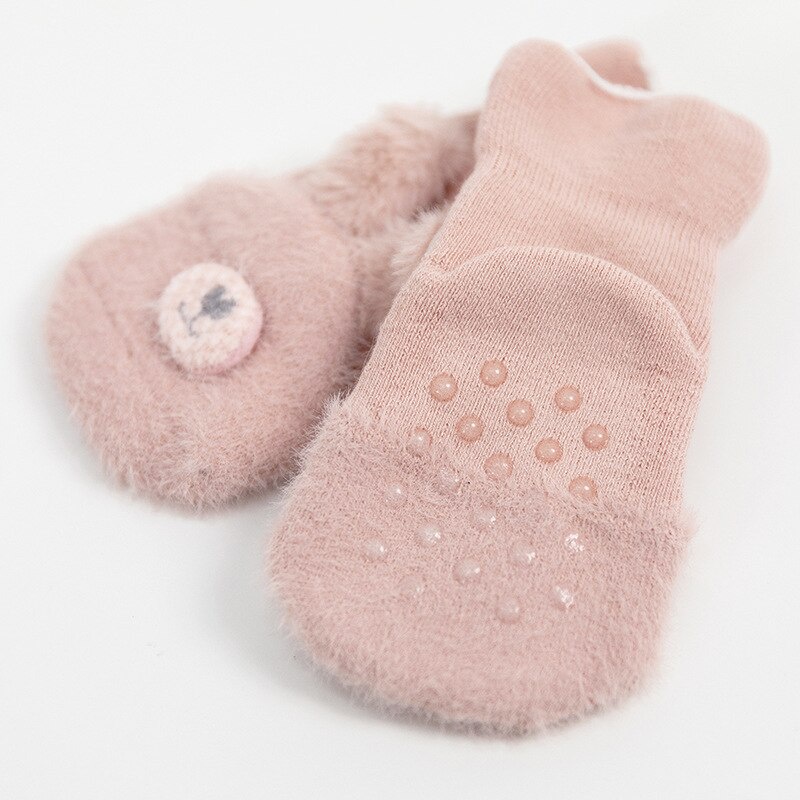 Tất cotton dày dặn mềm mại co giãn chống trượt họa tiết hoạt hình đáng yêu cho em bé