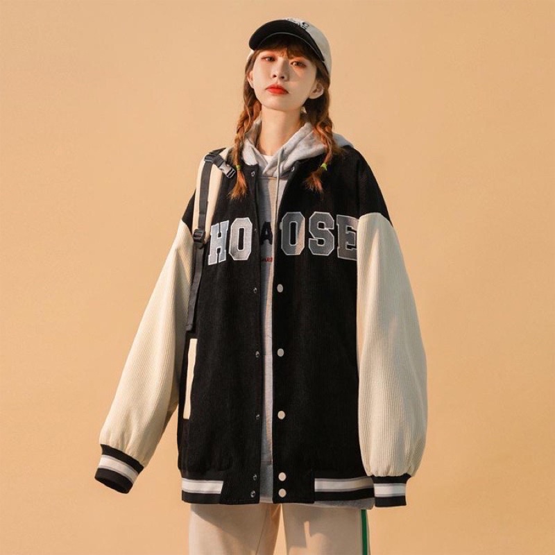 Áo Khoác Nhung Tăm 2 Lơp Thuê Đính Chữ C.H.O.O.S.E Unisex Nam, Nữ, Áo BomBer Bóng Chày Phong Cách Hàn Quốc-AKNHUNGCHOOSE