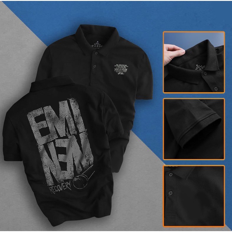 Áo Thun Polo Nam Đen và Trắng Polo Nam có cổ phong cách lịch lãm Áo phông nam cổ trụ in 3D sắc nét -B&W POLO37