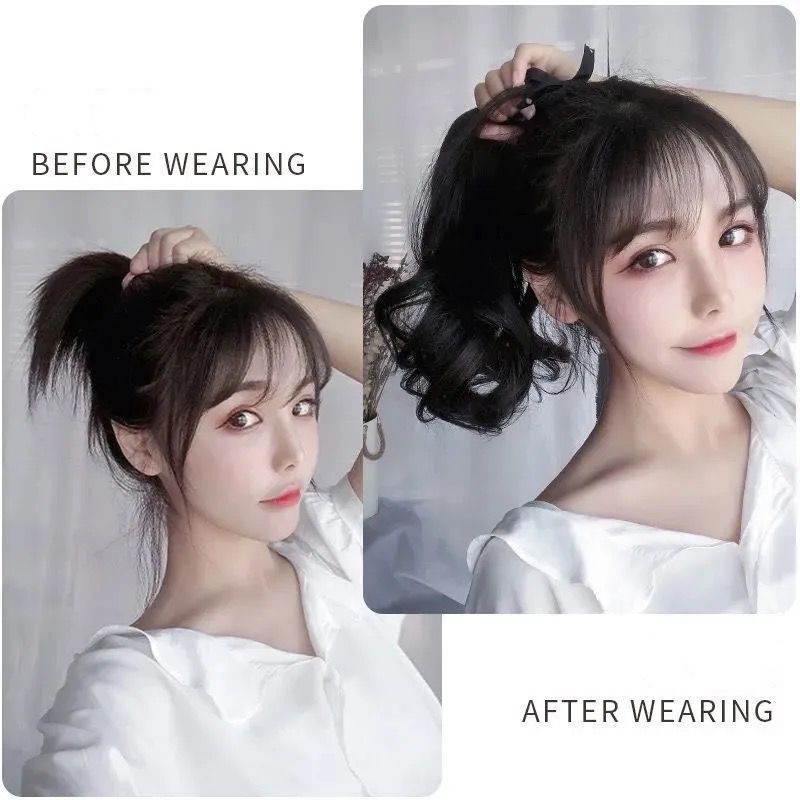 Tóc Đuôi Ngựa Giả Bằng Sợi Tổng Hợp Chịu Nhiệt Cao 25cm/35cm Màu Đen Nâu Tự Nhiên Cho Nữ