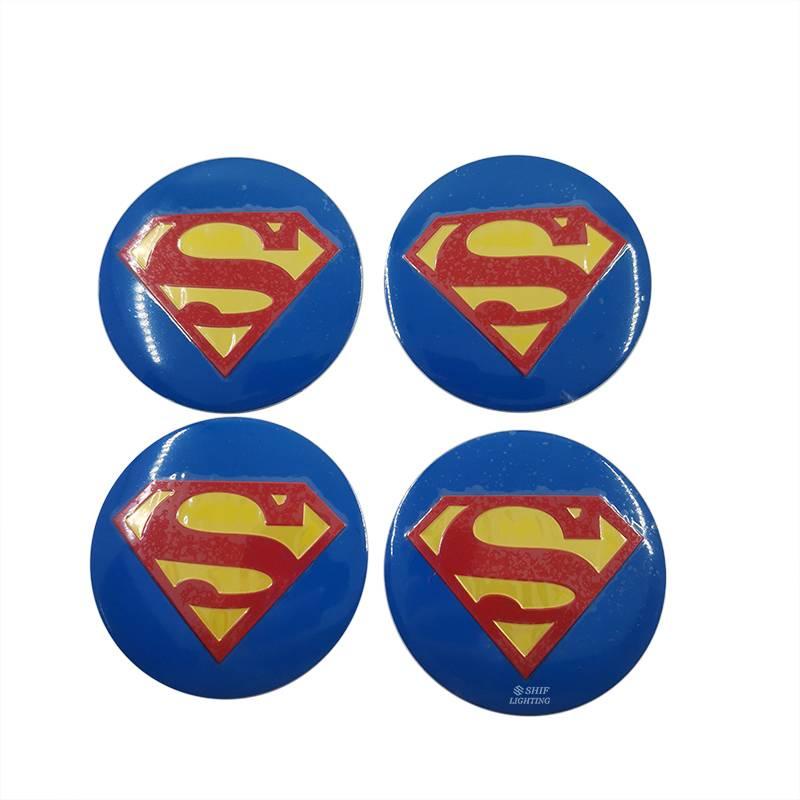 Miếng dán trang trí bánh xe hình logo siêu nhân kích thước 4x56mm