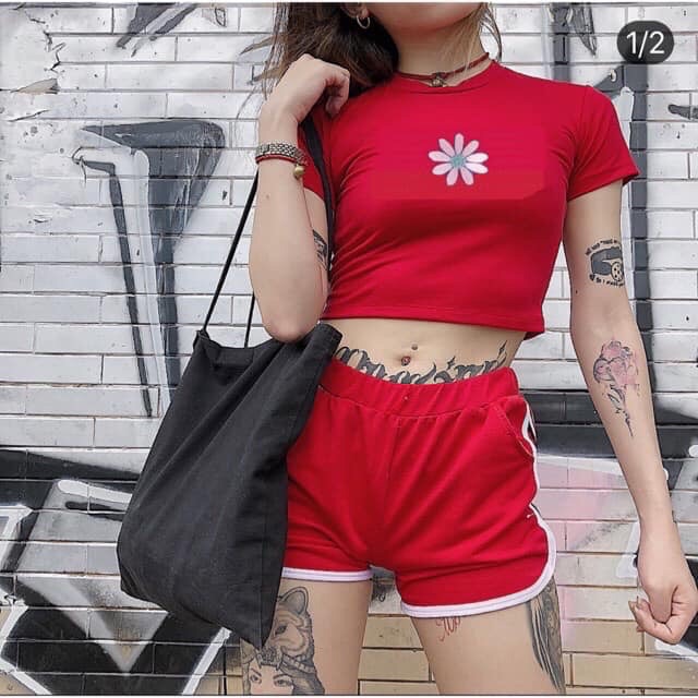 Áo Croptop Thêu Hoa Cúc Ảnh Thật