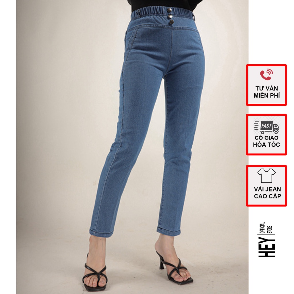 Quần jean nữ dáng baggy cạp chun, co giãn 4 chiều vải bò xuất khẩu có 3 màu, đủ size từ 40kg-80kg V193 - HEY OFFICAL