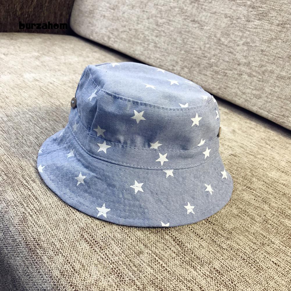 Mũ rộng vành denim in hình ngôi sao cho bé trai và gái
