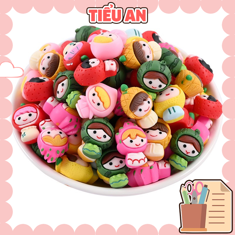 Charm (C402) slime/ Dụng Cụ Charm Trang Trí [Ko Keo &amp; Nút] Hình Em Bé Trái Cây