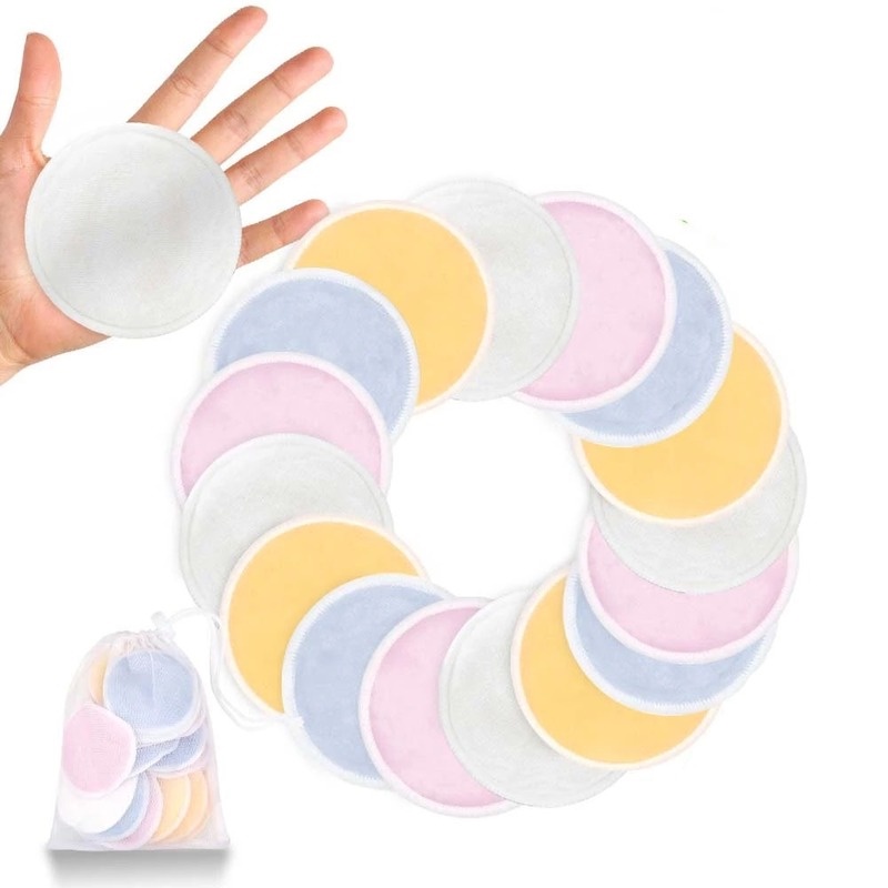 Bông Tẩy Trang Tròn Bằng Vải Cotton Mềm Có Thể Tái Sử Dụng