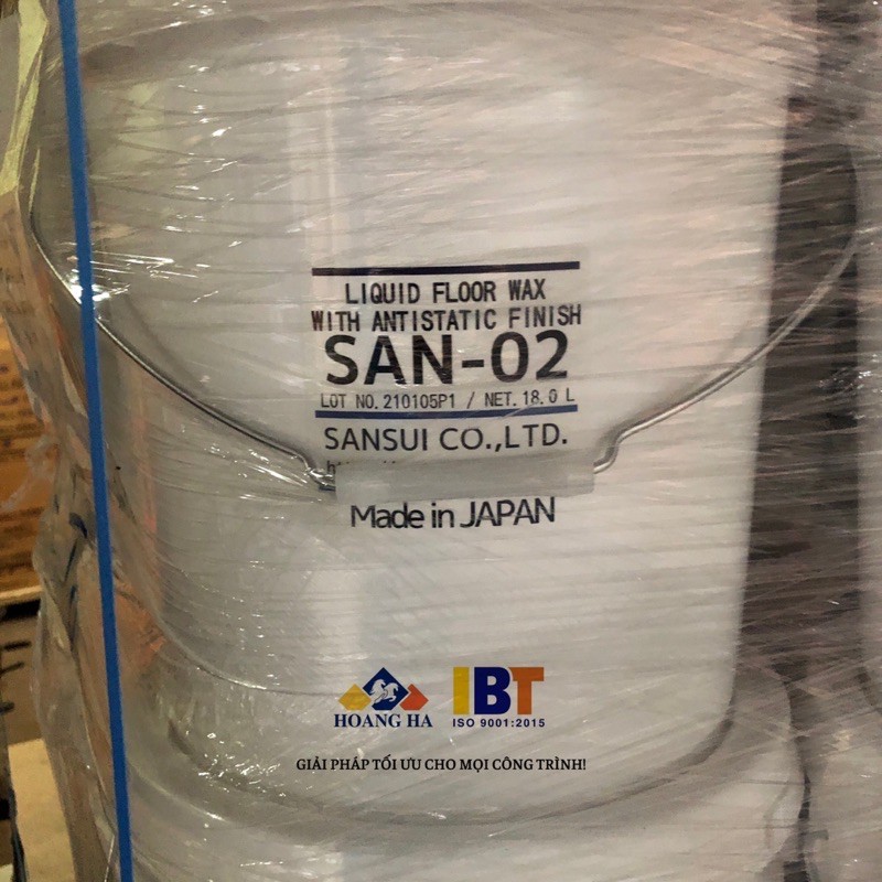 Can 18L Waxing phủ bóng sàn vinyl chống tĩnh điện SAN-02 nhập khẩu Nhật Bản