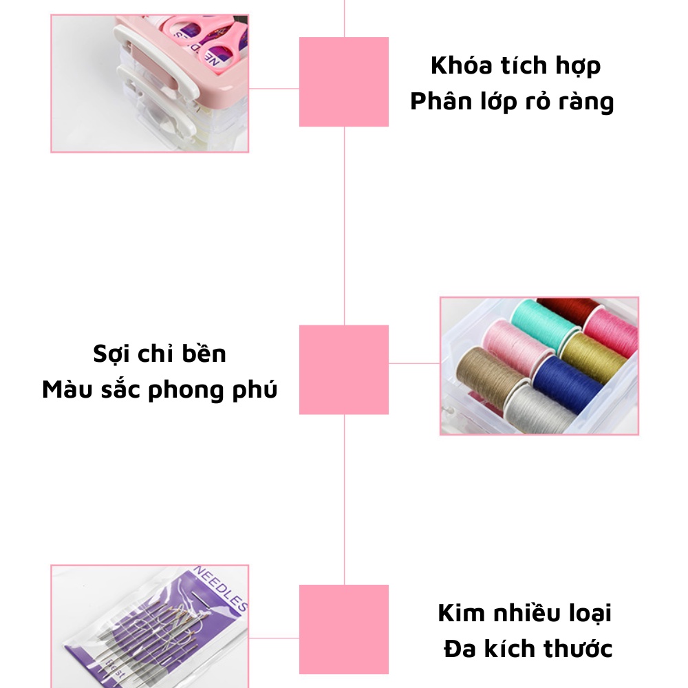 Hộp đựng đồ kim chỉ may vá đa năng 30 món nhỏ xinh xách tay tiện lợi
