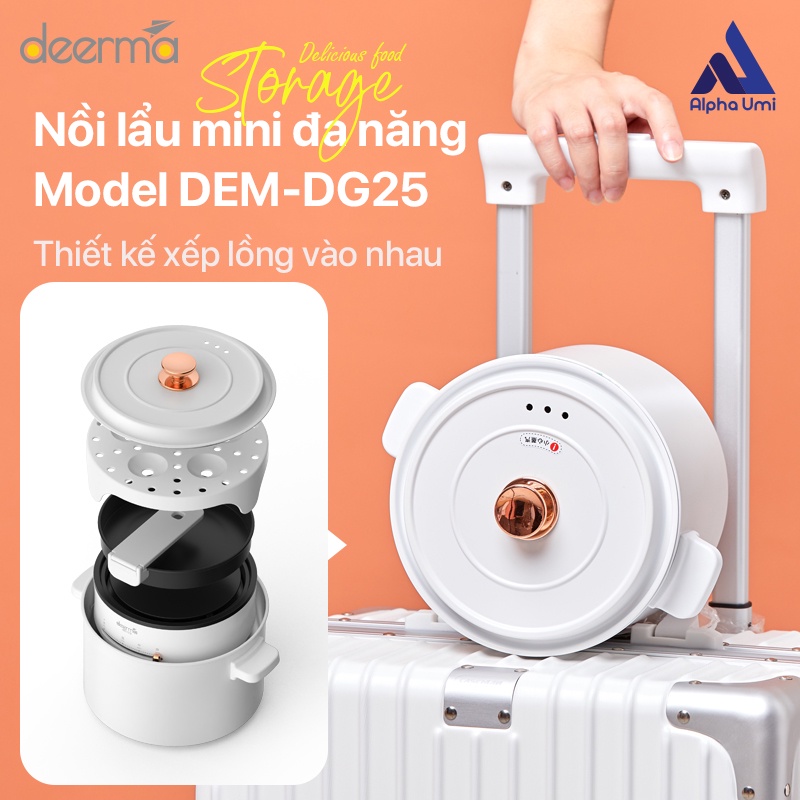 Nồi lẩu điện mini đa năng Deerma DG25 - Bảo hành 12 tháng