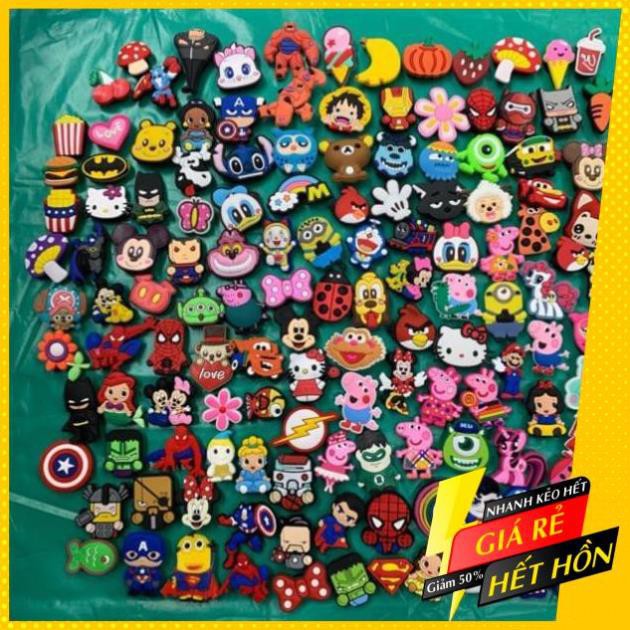 Stick jb jitbbitz sticker 2D dễ thương nhiều hình gắn dép sục cross, dép cá sấu nam nữ