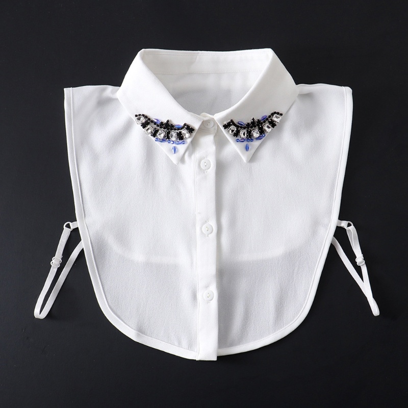 Cổ Áo Sơ Mi Đính Hạt Pha Lê Giả Nhiều Màu Phong Cách Retro Dành Cho Nữ