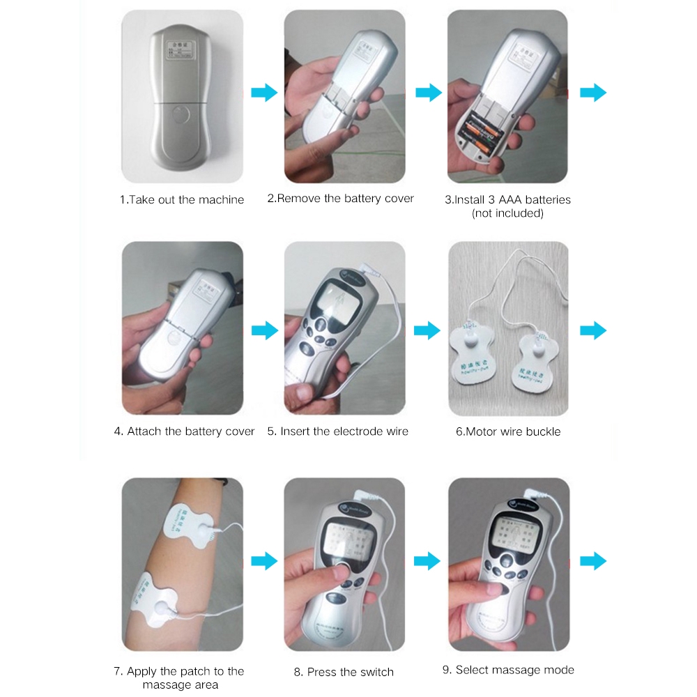 Máy mát xa cơ thể Salorie EMS kỹ thuật số kích thích cơ bắp giảm đau cho lưng cổ chân với 4 miếng đệm