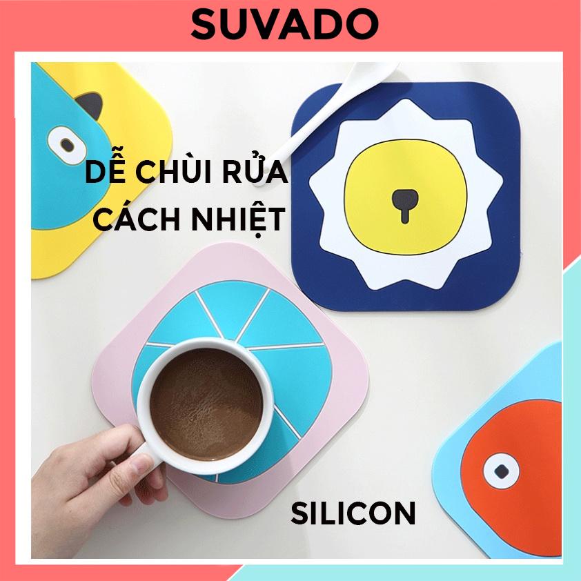 Miếng Lót Ly Cốc Lót Nồi, Chén Cách Nhiệt Silicon Chống Thấm họa tiết đẹp xinh xắn MLC01 SUVADO