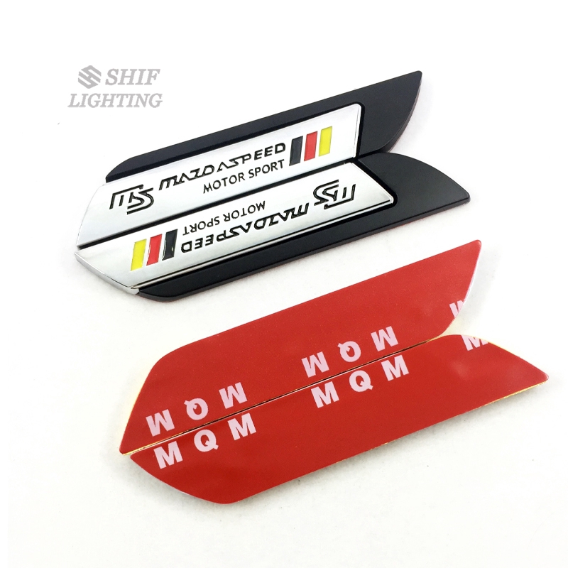 2 x Gold Metal MS MAZDA SPEED Logo Car Auto Body Fender Decorative Emblem Badge Decal Sticker For MAZDA