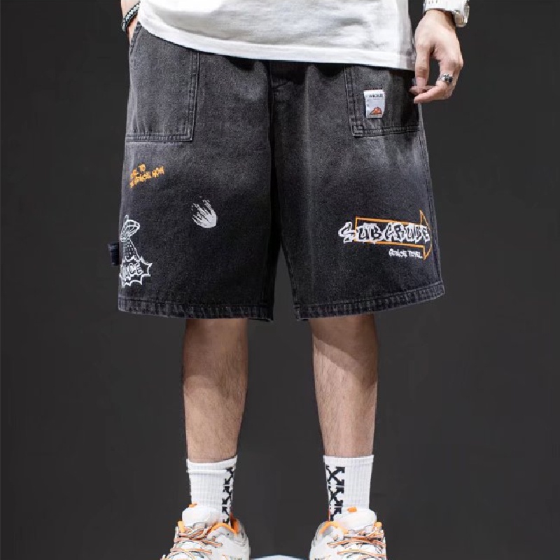 Quần short jeans Nam Phong Cách Hip Hop Size M-3XL