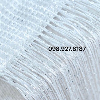 Rèm sợi đính kim tuyến màu trắng