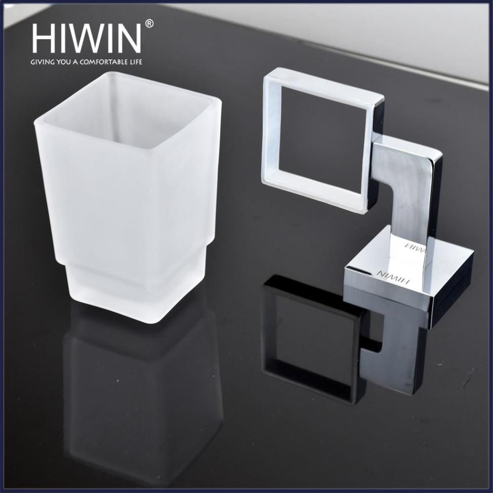 Kệ cốc đơn đựng bàn chải nhà tắm cạnh vuông đồng mặt gương cao cấp HIWIN Y-1202