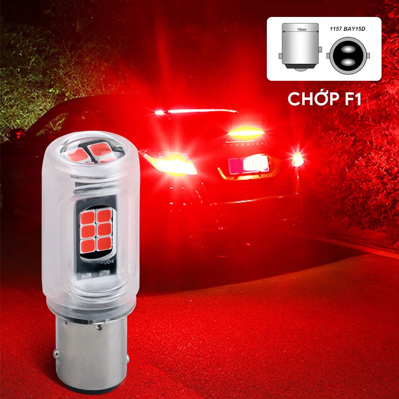 Đèn LED hậu nháy, chớp khi phanh  chớp F1 1157 chip 3030 1153030-16 Màu Đỏ