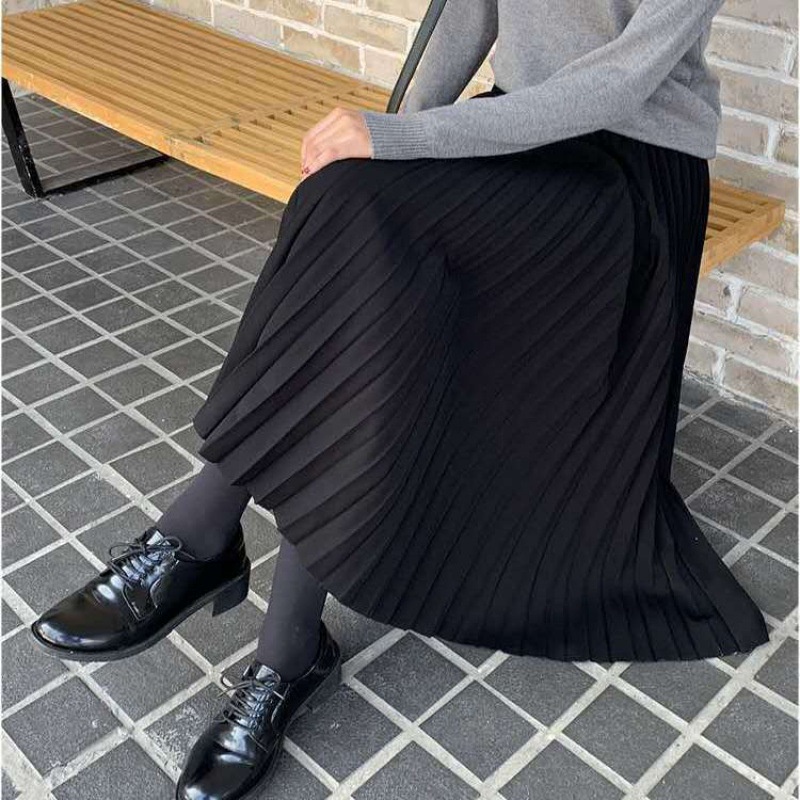 Chân váy xếp ly dáng dài Midi công sở qua gối chất tuyết mưa CAO CẤP mềm mại không bóng cạp chun sang trọng CV17 | BigBuy360 - bigbuy360.vn