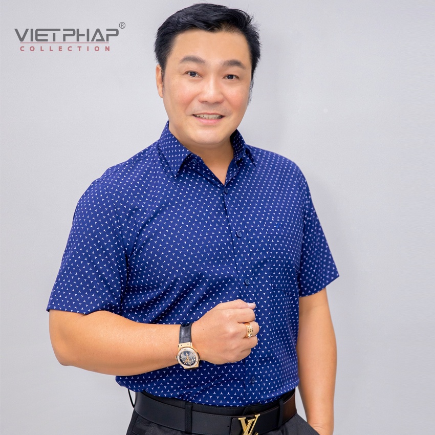 Áo Sơ Mi Nam Tay Ngắn Vạt Ngang Vải Bamboo Cao Cấp  Việt Pháp  9401. Thấm Hút Mồ Hôi, Chống Tia UV - Hàng Chính Hãng