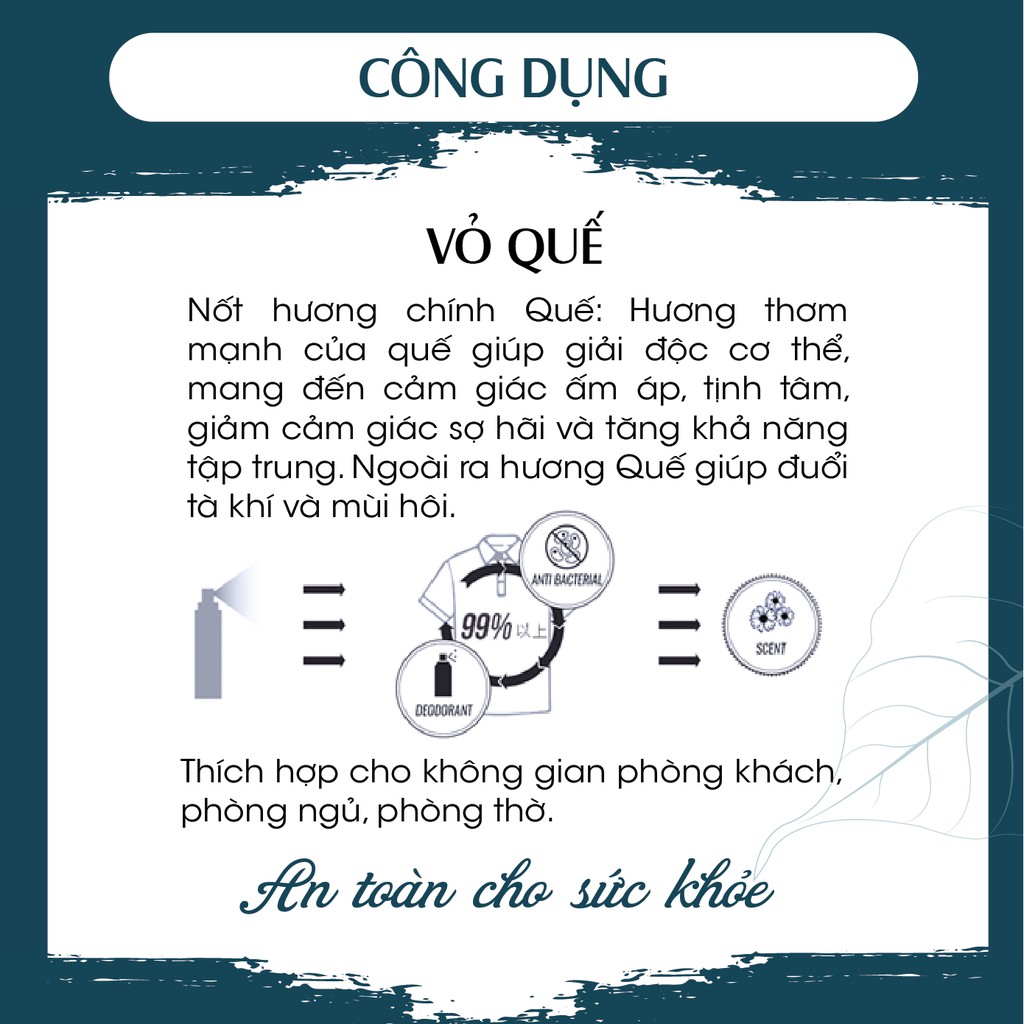 Xịt phòng khử mùi tinh dầu quế PK - khử mùi, diệt khuẩn, hoàn toàn từ thiên nhiên 30/100ml