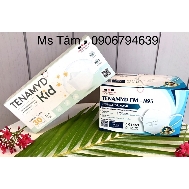 Combo 2 Hộp gồm Khẩu Trang Chính Hãng Tenamyd N95 Người Lớn và Tenamyd KF94 Trẻ Em