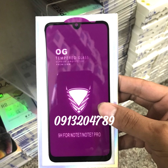 Kính OG full màn xiaomi redmi Note 7/ redmi note 7 pro khoan không thủng