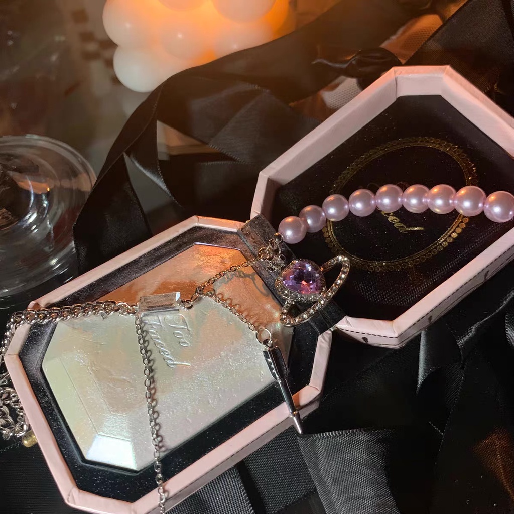 [Siêu Đẹp] Choker Vòng Cổ Hàn Quốc Mặt Địa Cầu Đính Đá Màu Tím Cao Cấp Mainia Shop