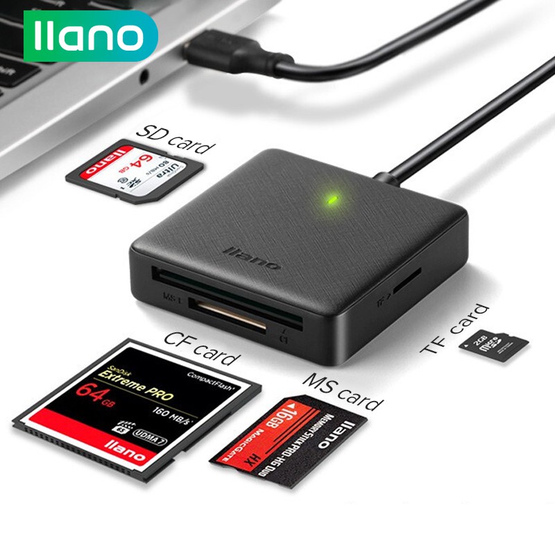 Đầu đọc thẻ nhớ llano 4 trong 1 dùng cho điện thoại Laptop hỗ trợ SD / TF / MS / USB 3.0/Type C