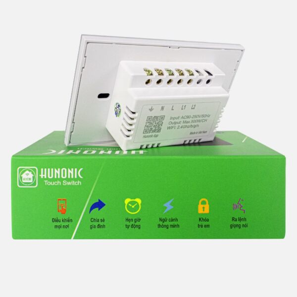 CÔNG TẮC CẢM ỨNG THÔNG MINH HUNONIC WIFI 2 NÚT