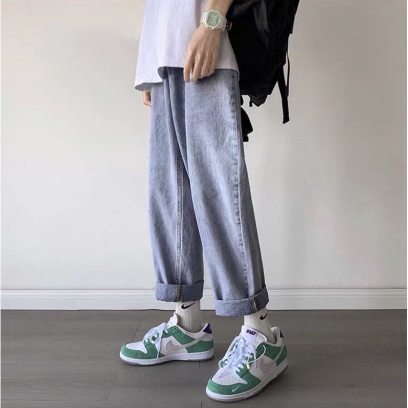 Quần bò, jean baggy nam, xanh + đen, ống suông rộng TR01, Style hàn quốc | BigBuy360 - bigbuy360.vn