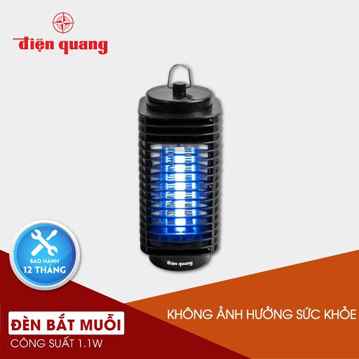 Đèn bắt muỗi lưới điện Điện Quang ĐQ EML01, thu hút tiêu diệt ruồi muỗi côn trùng, ánh sáng xanh tím, máy đuổi muỗi