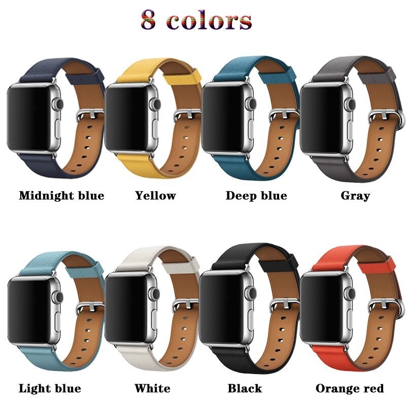 Dây đeo bằng da cho đồng hồ thông minh Apple Series 6 SE 5 1 2 3 4 4 44 40 42 38MM