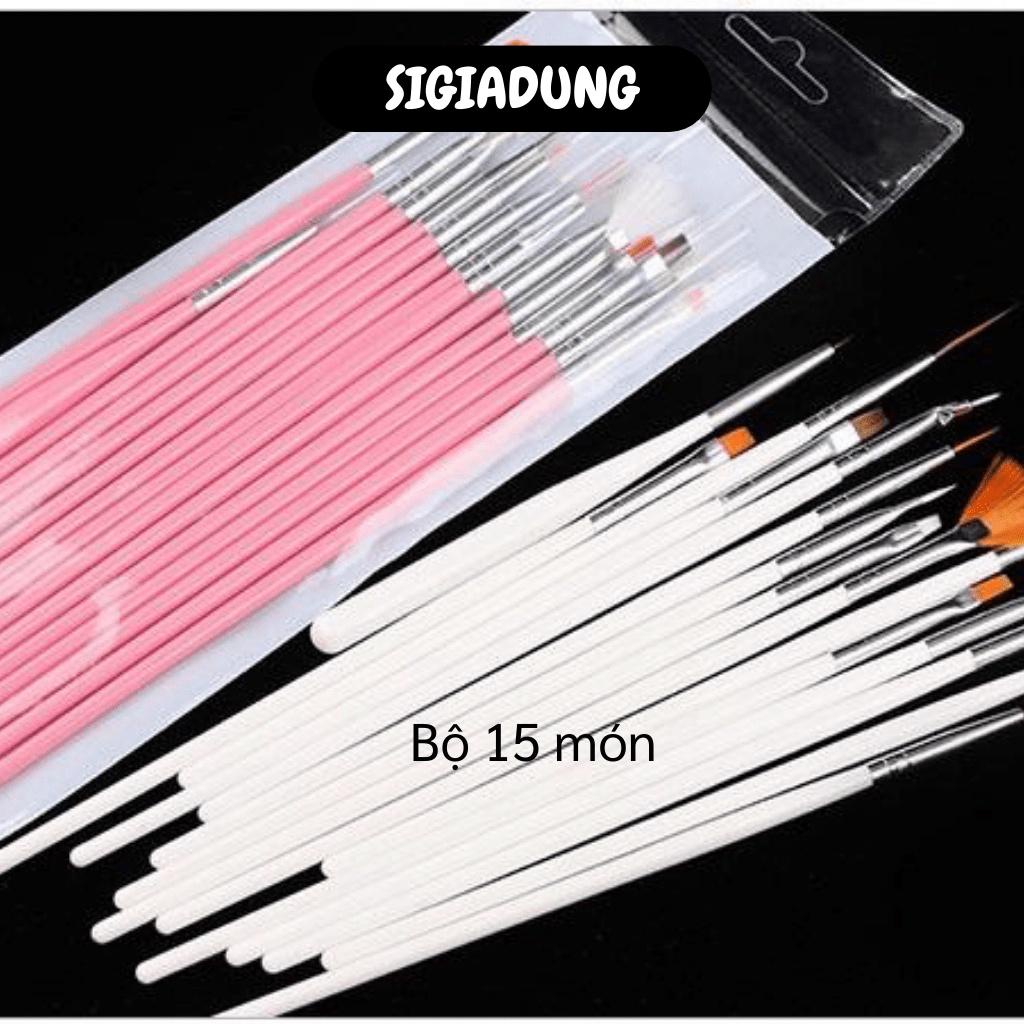 [SGD] Cọ Vẽ Móng - Bộ 15 Cây Cọ Vẽ Nails Chuyên Dụng, Tán Vân Đá 6012